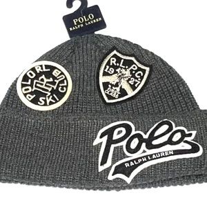 Polo Ralph Lauren Polo RL Ski Club RL Patch Cuffed Beanie Hat NWT OS